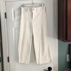 Wide leg crop white jeans